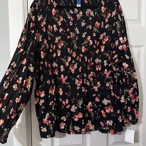 Old Navy Black Floral Blouse